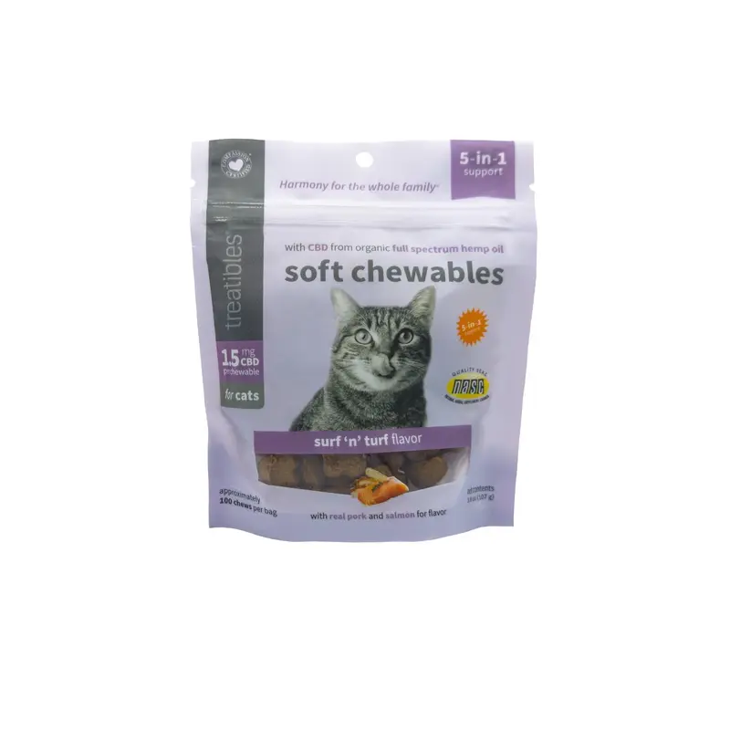 Treatibles Soft Chewables Surf & Turf Flavor Cat 1.5 mg CBD 100 ct 