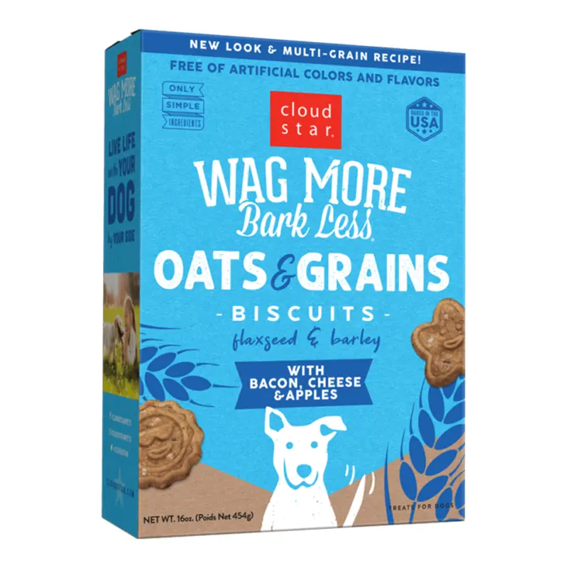Wag More Bark Less Original Oven Baked Treats with Bacon, Cheese and Apples 16Z 