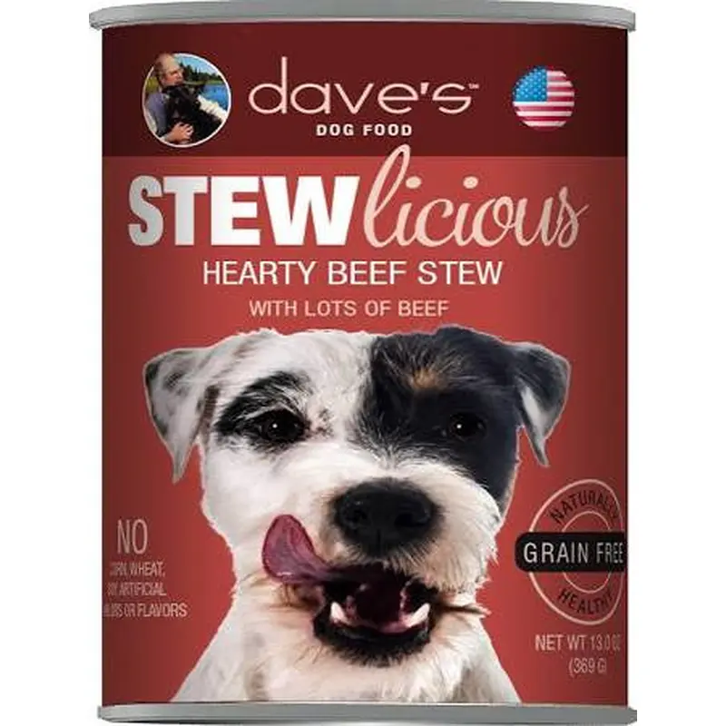 Dave's Pet Food Dog Grain Free Stewlicious Meaty Beef Stew 13oz 