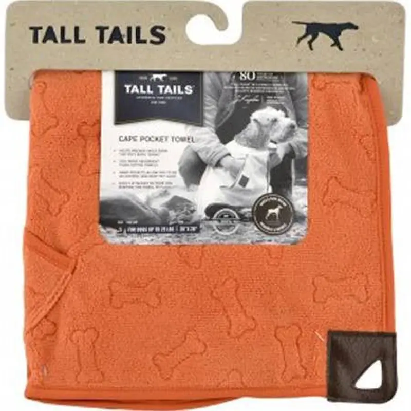 Tall Tails Dog Cape Towel Orange Bone 27x27 