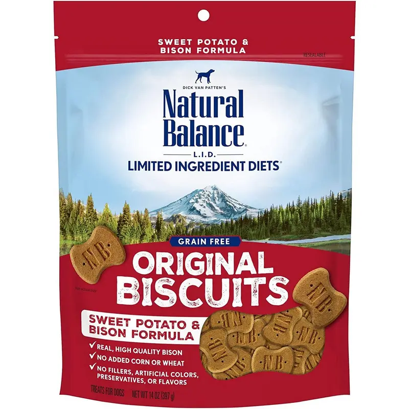 Natural Balance L.I.D. Bison Sweet Potato Biscuits Dog Treats 14oz