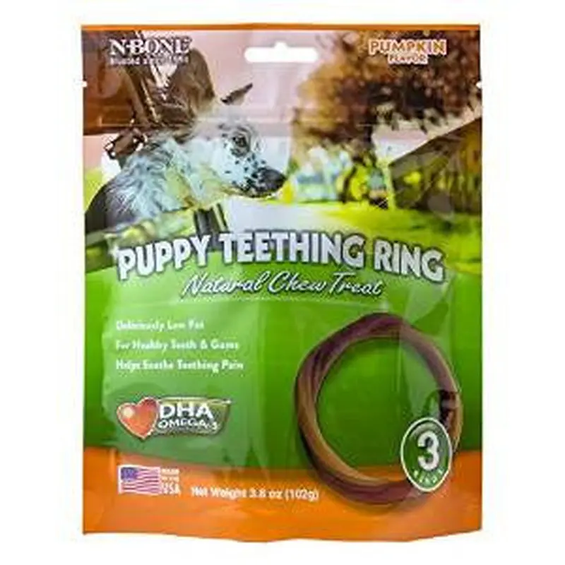 N-Bone Puppy Teething Ring Pumpkin Flavor 3 Pack 