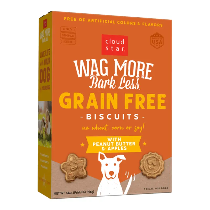 Wag More Bark Less Grain Free Oven Baked Treat Peanut Butter & Apple 14OZ 