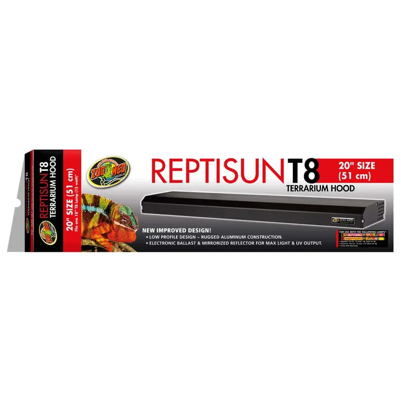 Zoo Med ReptiSun T8 Terrarium Hood Hood Only Black 20 in