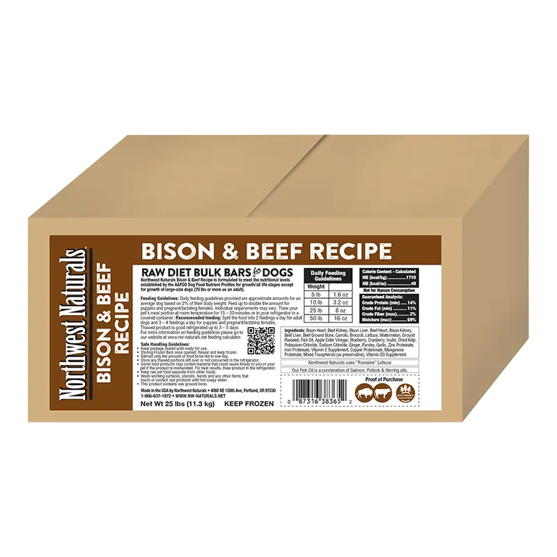 Northwest Naturals Dog Frozen Bison & Beef Bar Bulk 25lb 