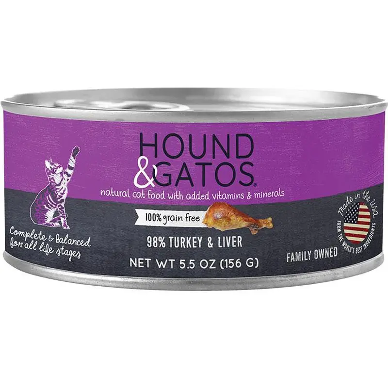 Hound & Gatos Cat Grain Free Turkey Turkey Liver 5.5oz 24 Pack 