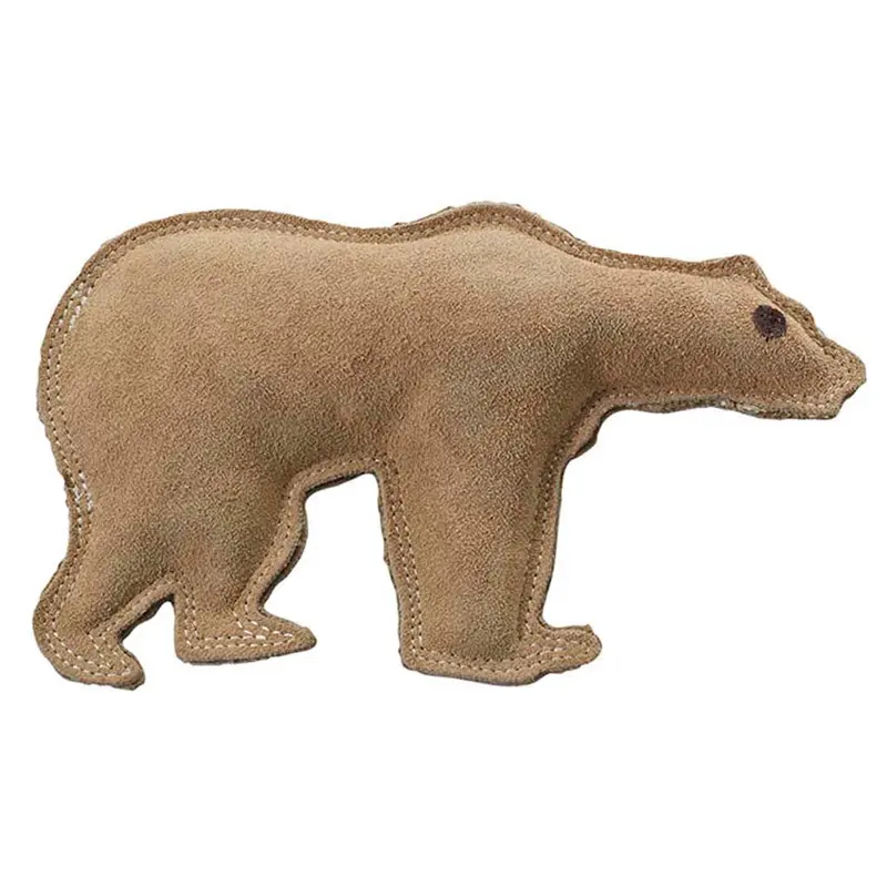 Dura-Fused Leather Dog Toy Bear Brown LG