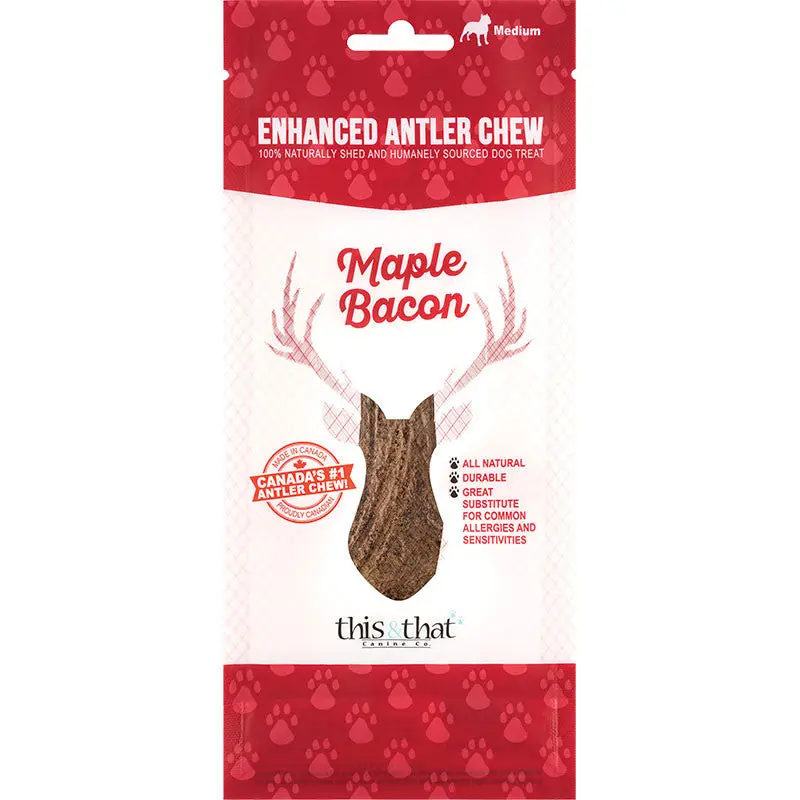 This & That Dog Enhanced Antler Chew Maple Bacon Medium