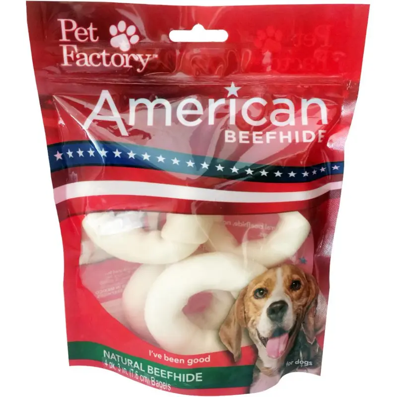 Pet Factory Beefhide Bagel 3" 4pck 949180