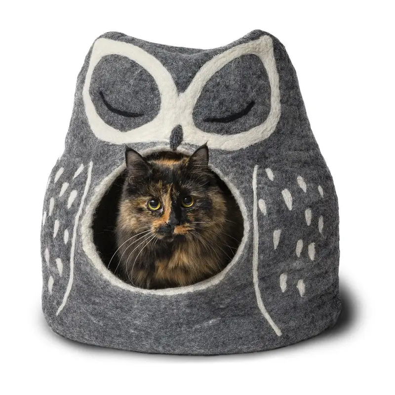 Distinctly Himalayan Wool Grey Owl Pet Cave