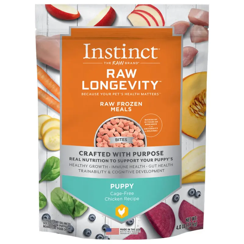 Instinct Raw Longevity Frozen Bites Puppy Raw Dog Food - Real Chicken - 4lb Bag