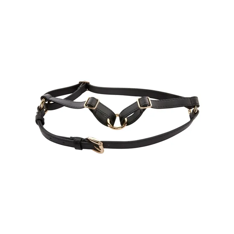 Black Vegan Leather Harness Gold Hardware