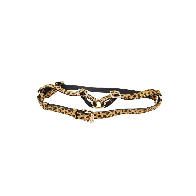 Leopard Print Italian Leather Harness