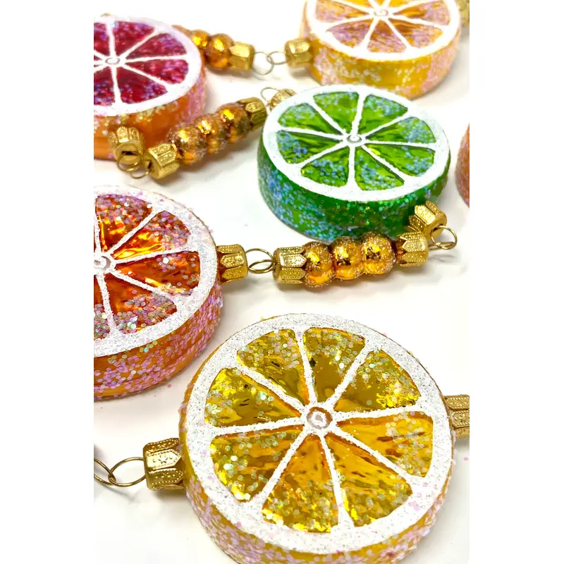 Citrus Fruit Slices Glass Tree Garland