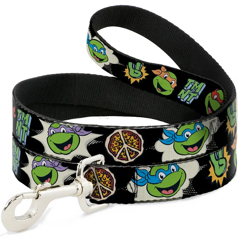Dog Leash - Teenage Mutant Ninja Turtles Faces and Icons Black/Multi Color