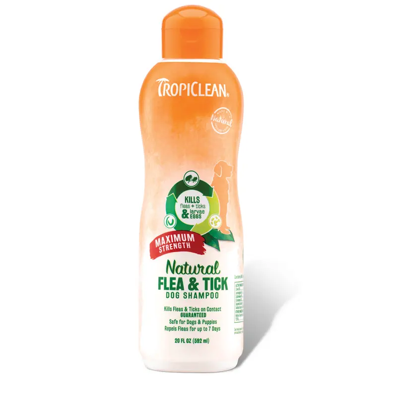 Tropiclean Natural Flea & Tick Shampoo, Maximum Strength 20oz