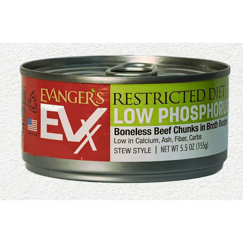 Evanger's EVX Restricted Diet Low Phosphorus Beef Chunks for Cats, 5.5 oz
