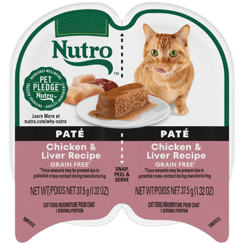 Nutro Wet Cat Food 2.6oz portion cup Chicken & Liver Recipe Pat
