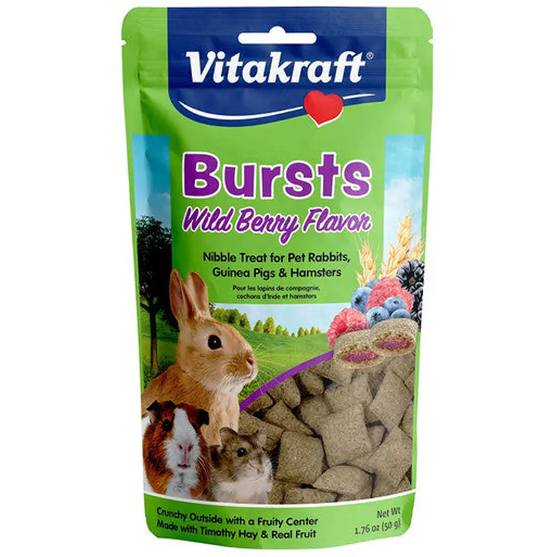 Vitakraft Bursts Treat for Rabbits, Guinea Pigs & Hamsters  Wild Berry Flavor 1.76oz