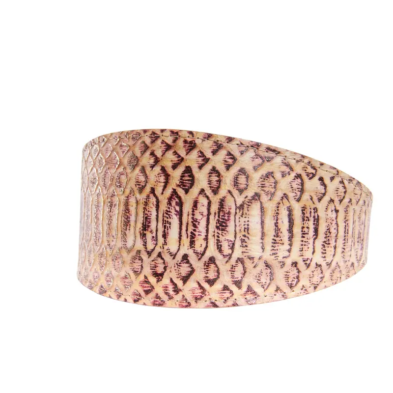 Embossed Snake Italian Leather Wide Style Collar