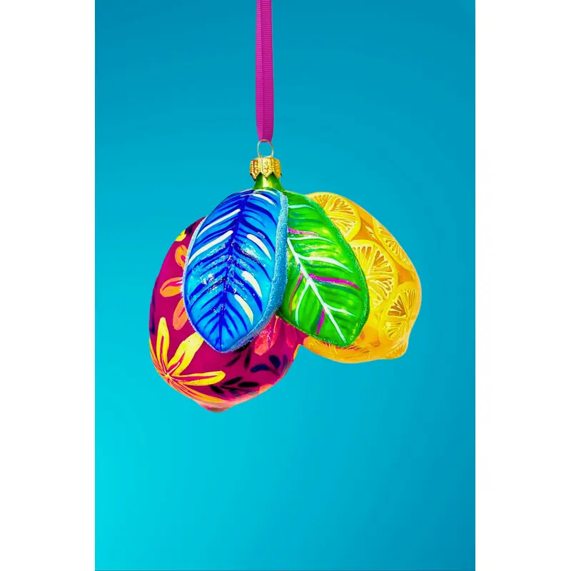 Positano Lemon Cluster Holiday Glass Ornament