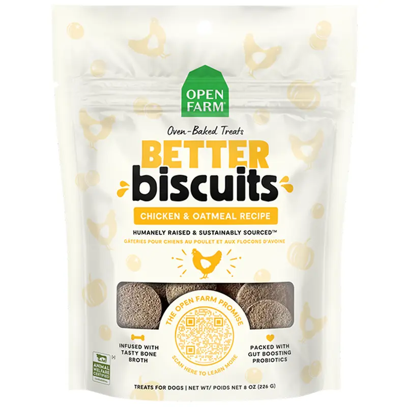 Open Farm Dog Treats Better Biscuits Chicken & Oatmeal 8 oz
