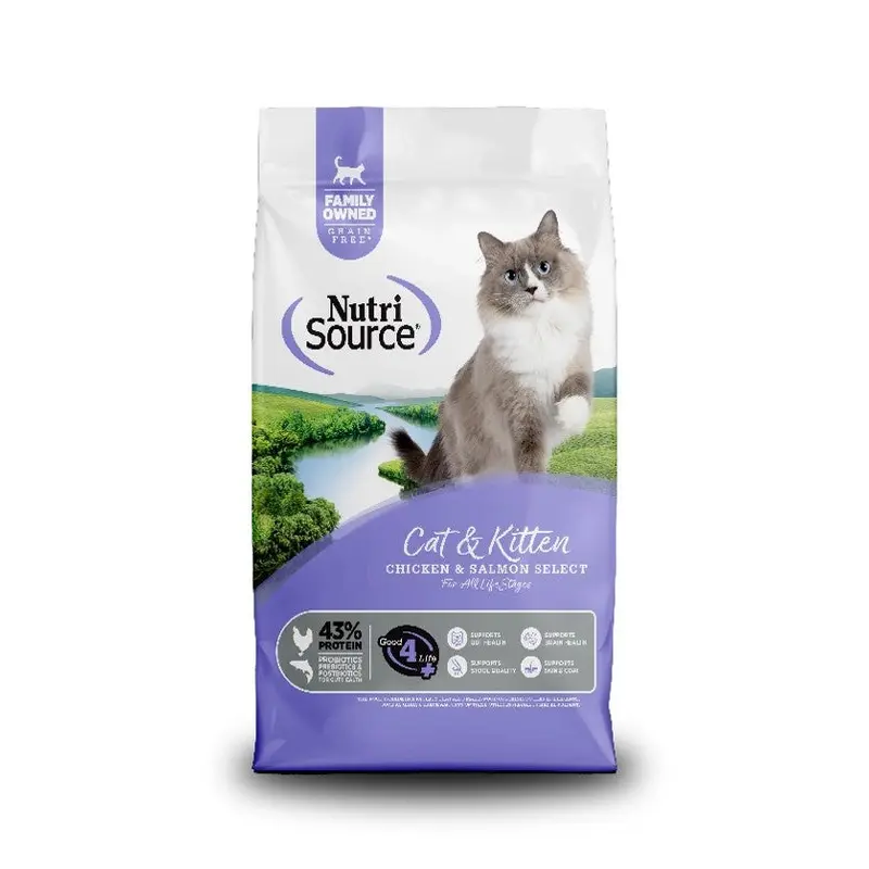 Nutrisource Chicken & Salmon Grain Free Dry Cat & Kitten Food  4lb bag