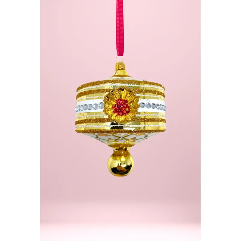 Gold Harlequin Lantern Glass Ornament