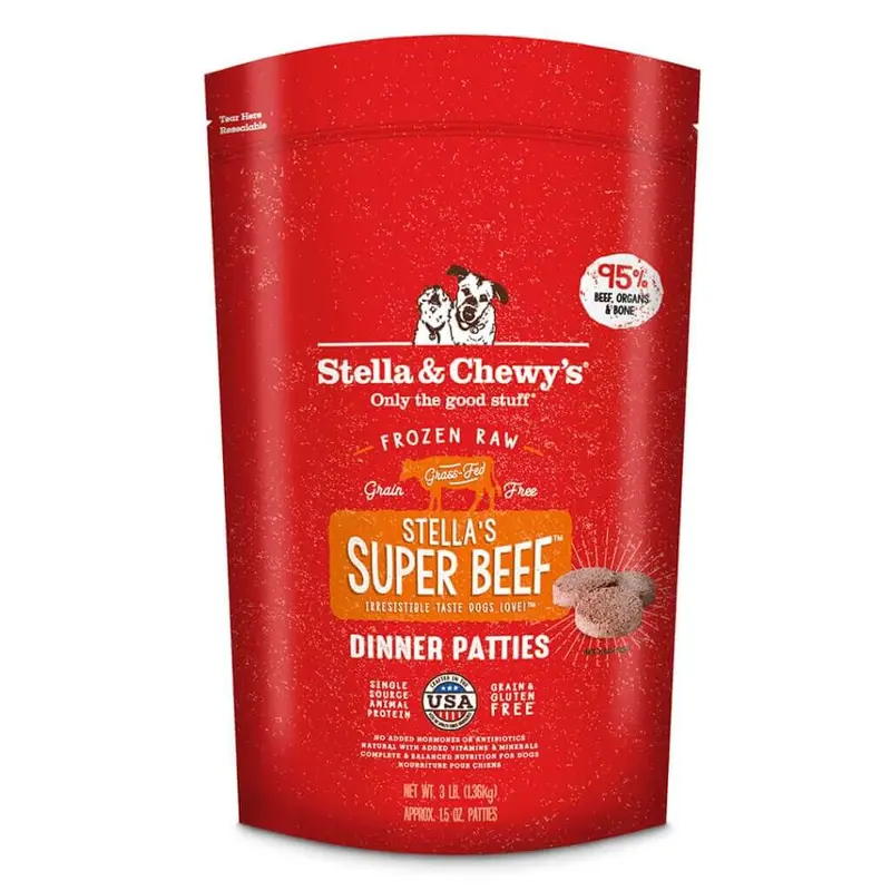 Stella & Chewy's Stella's Super Beef Frozen Raw Dinner Patties Raw Dog Food 12lb