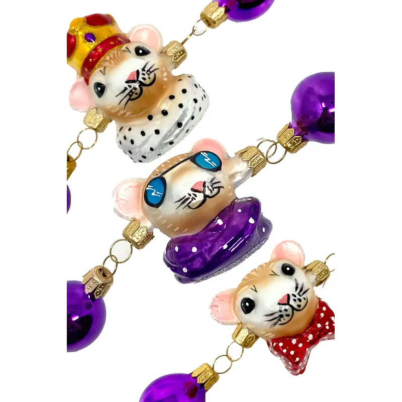 Christmas Mouse Glass Tree Garland