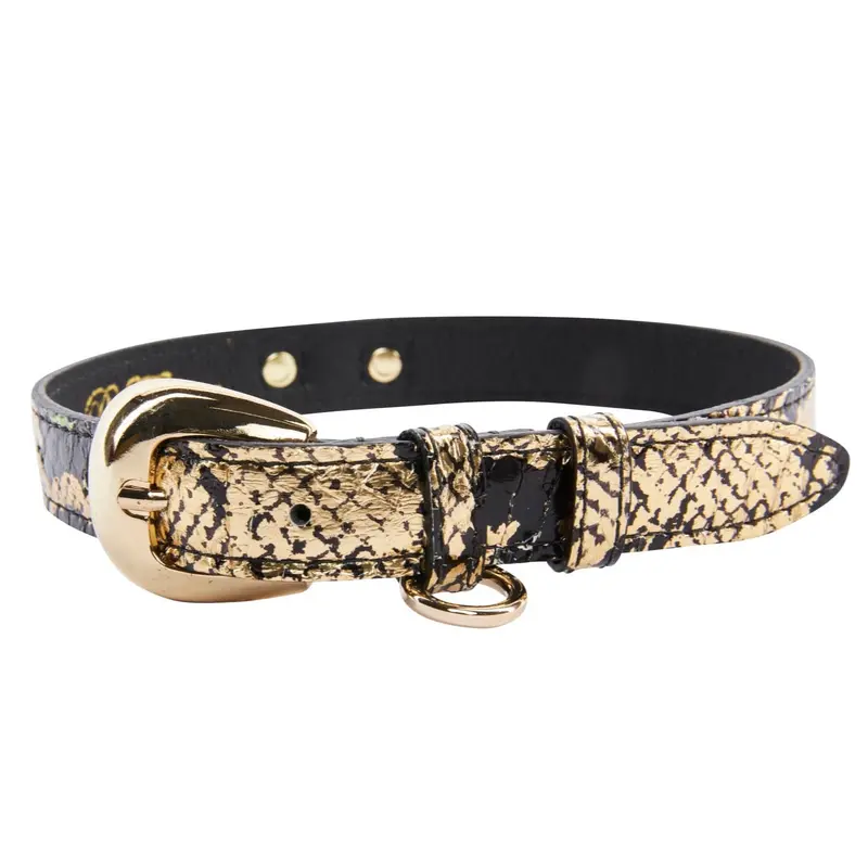 Gold & Black Snake Collar With Oval Gold Hardware
