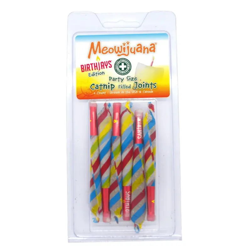 Meowijuana Birthjays Party Size Catnip Joints Cat Toys 6ct