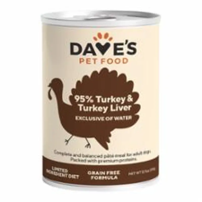 Dave's Premium Turkey & Turkey Liver 95% Meat Canned Dog Food