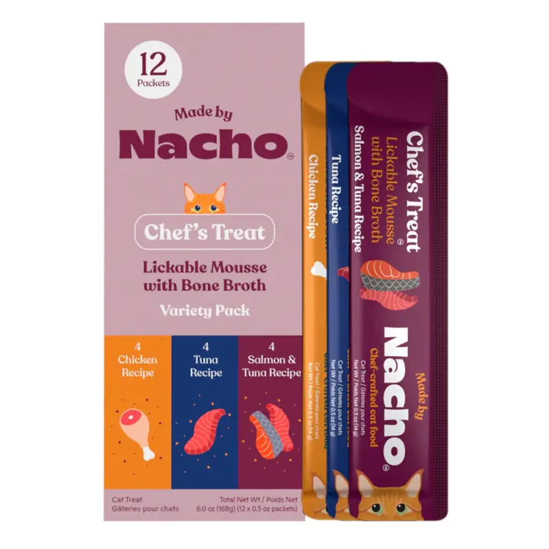 Made By Nacho Lickable Mousse Variety Cat Treats 12Ct (.5oz)