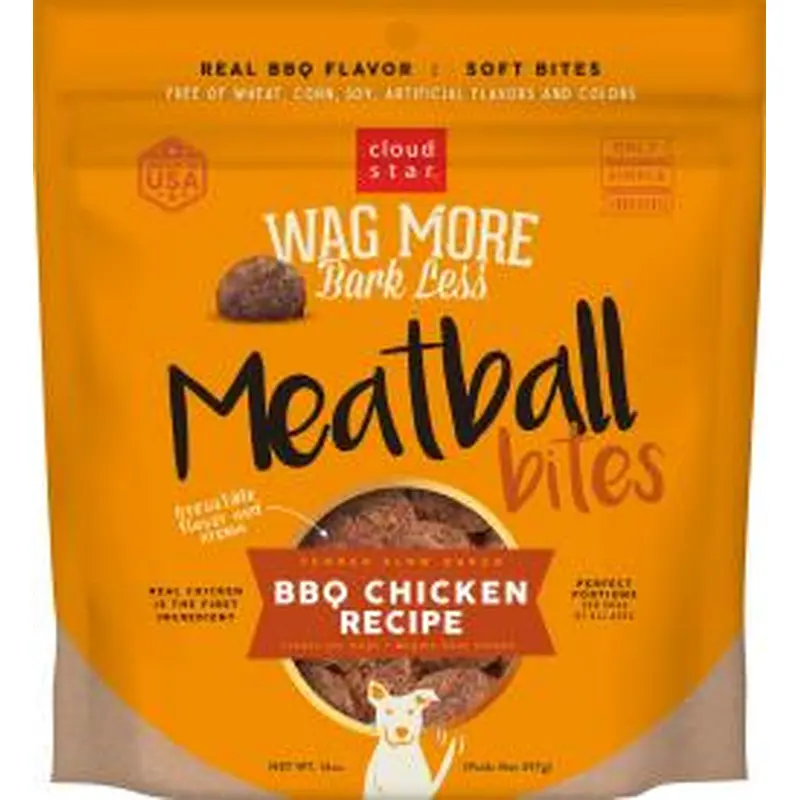 Cloud Star Wag More Bark Less Grain Free Meatball Bites - BBQ Chicken Recipe - 14 oz.