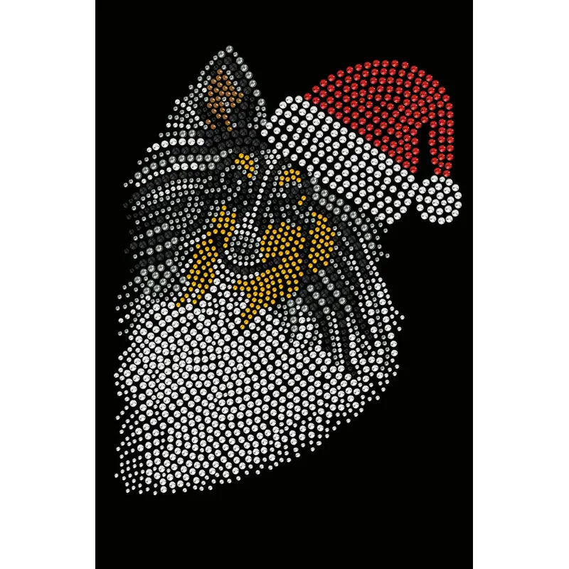 Sheltie Face (Tri Color) with Santa Hat - Custom Tutu