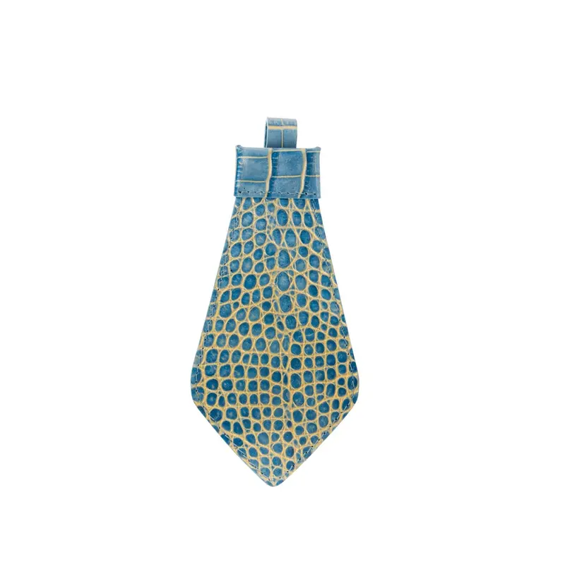 Blue & Gold Embossed Croc Italian Leather Tie