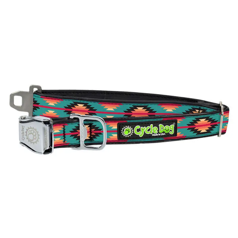 Cycle Dog Teal & Fuchsia Campfire Blanket Large Dog Collar