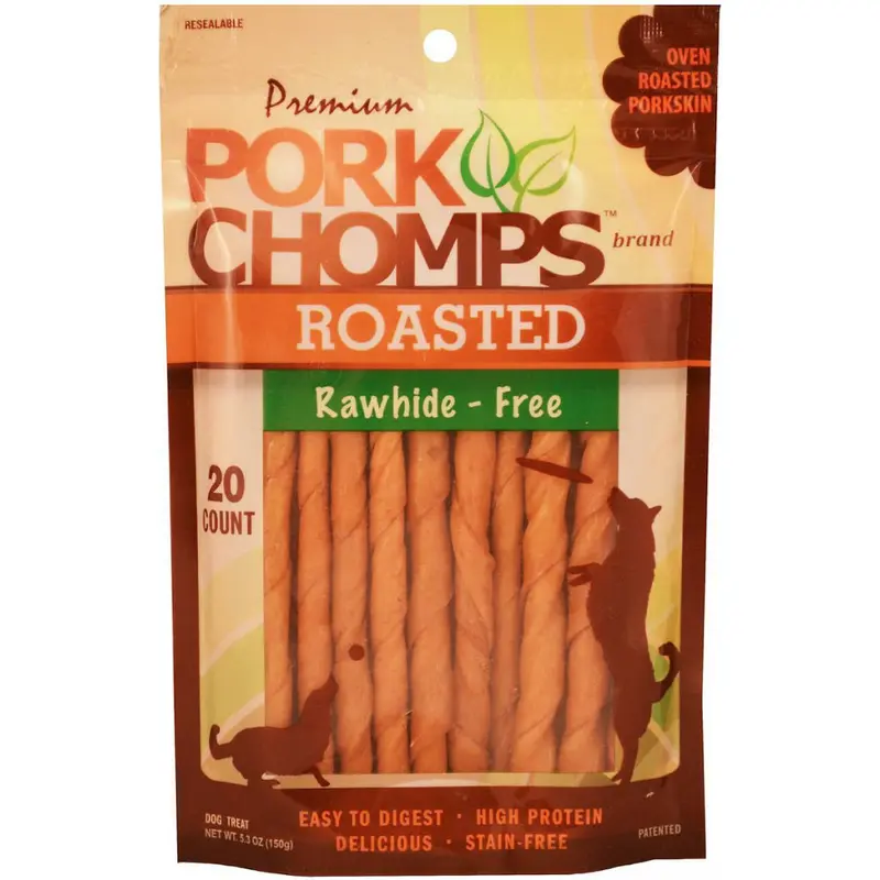Premium Pork Chomps Rawhide Free Roasted Twists Dog Treats