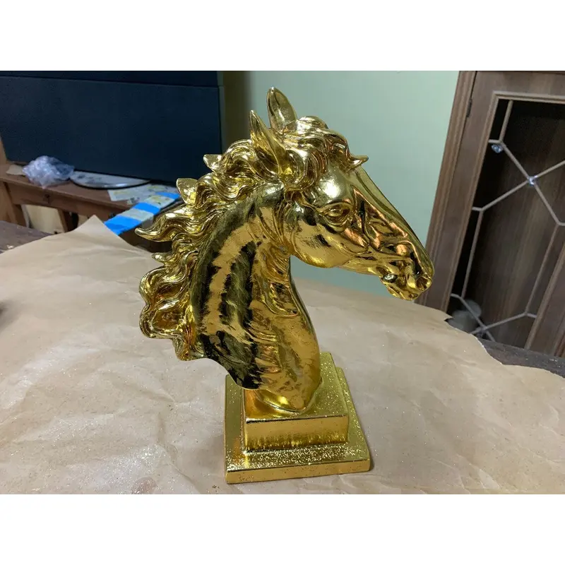 Golden Horse Head Sculpture