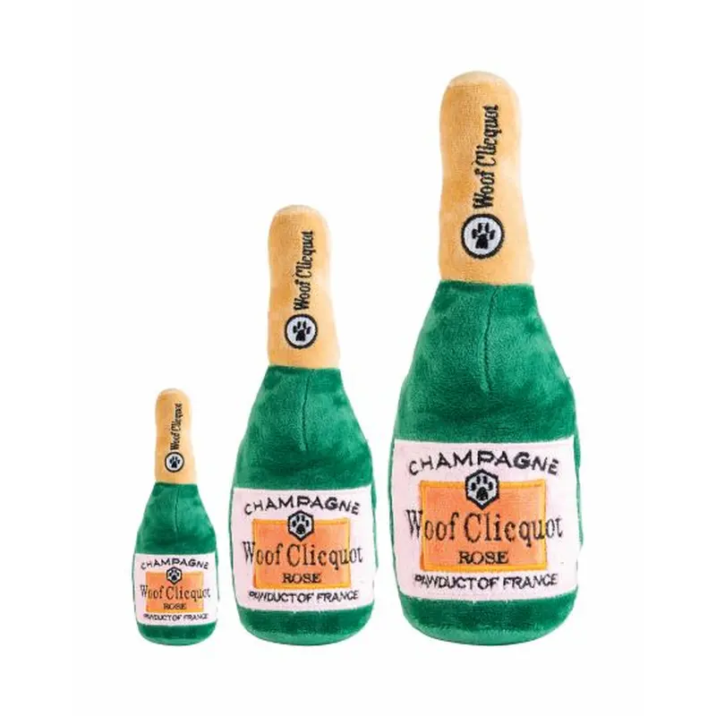 Woof Clicquot Rose' Champagne Bottle Plush Toy
