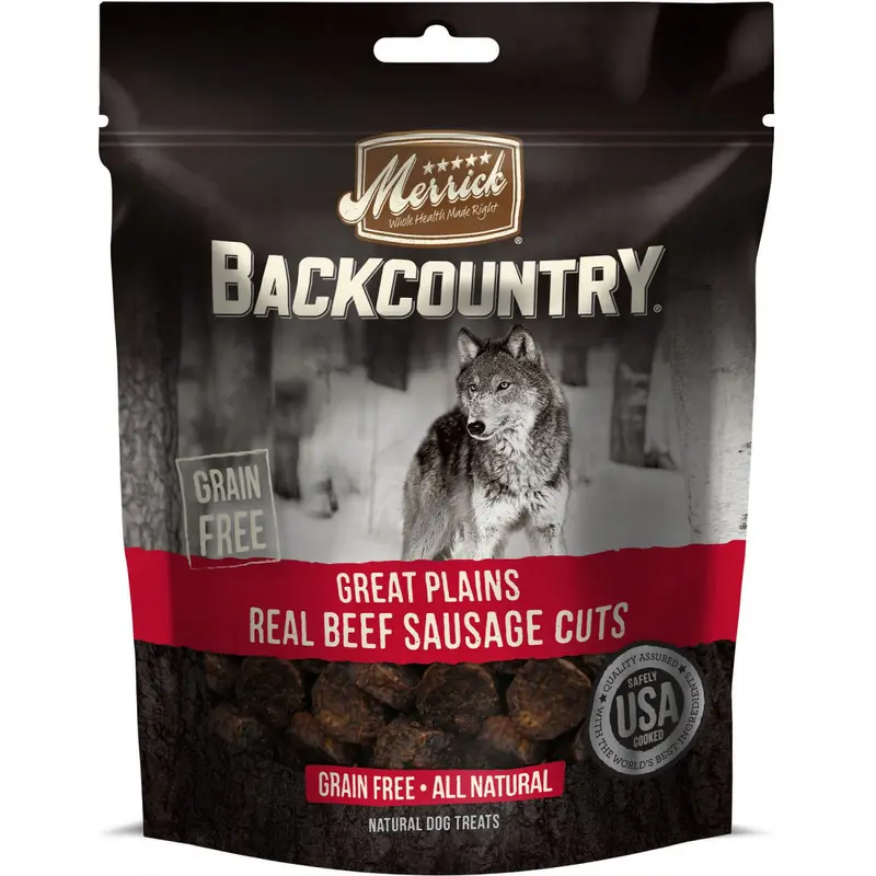 Merrick Backcountry Great Plains Grain Free Real Beef Sausage Cuts Dog Treats