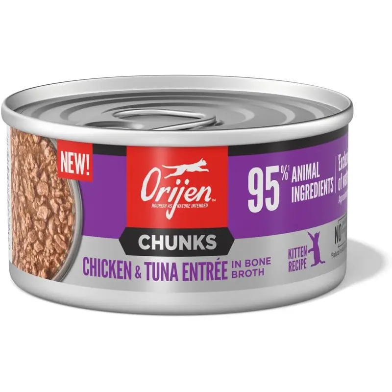 Orijen Grain Free Chunks & Shreds, Kitten Chicken & Tuna Wet Cat Food (3oz)