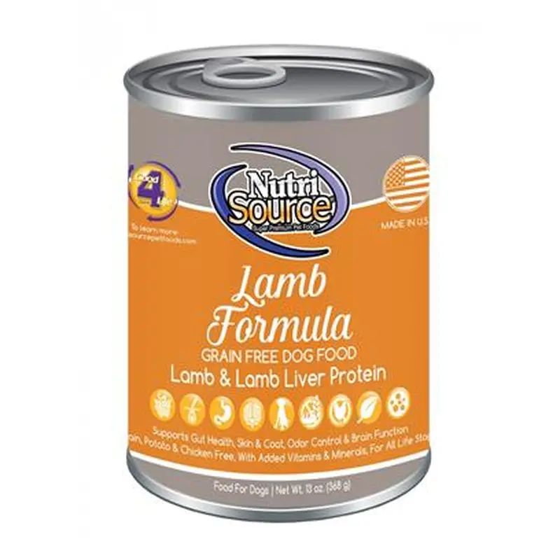 NutriSource Grain Free Lamb Formula Canned Dog Food 12.3oz