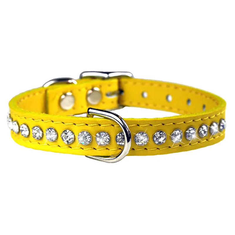 Yellow Signature Leather Crystal Collar