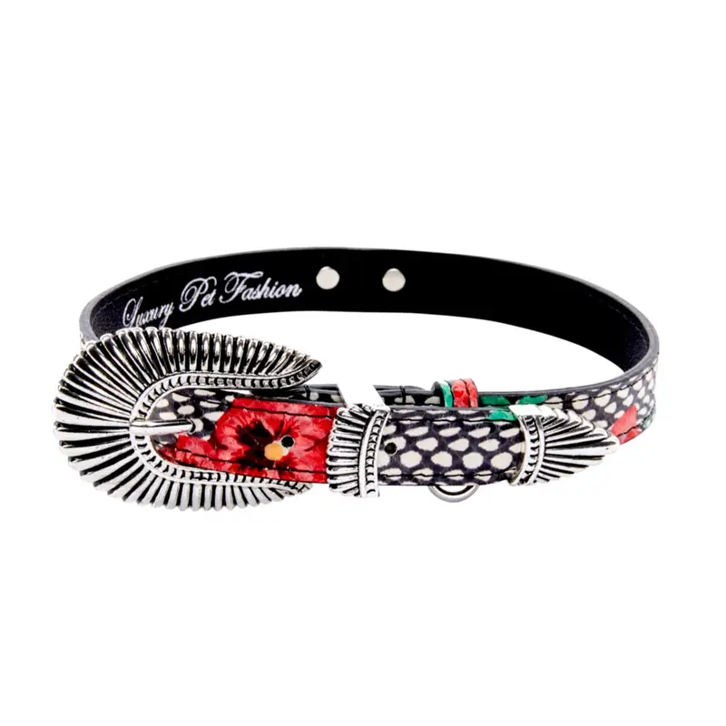 Pansy and Snake Print Embossed Italian Leather With Ornate Italian Hardware