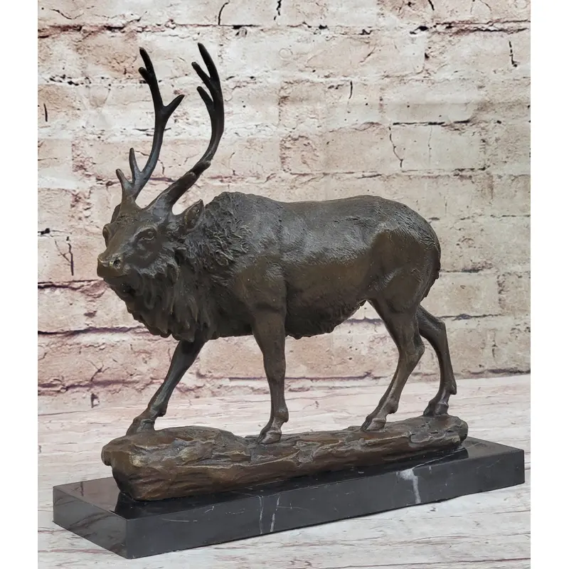 Signed Milo Male Deer Stag Buck Wildlife Bronze Sculpture Statue Figurine Art