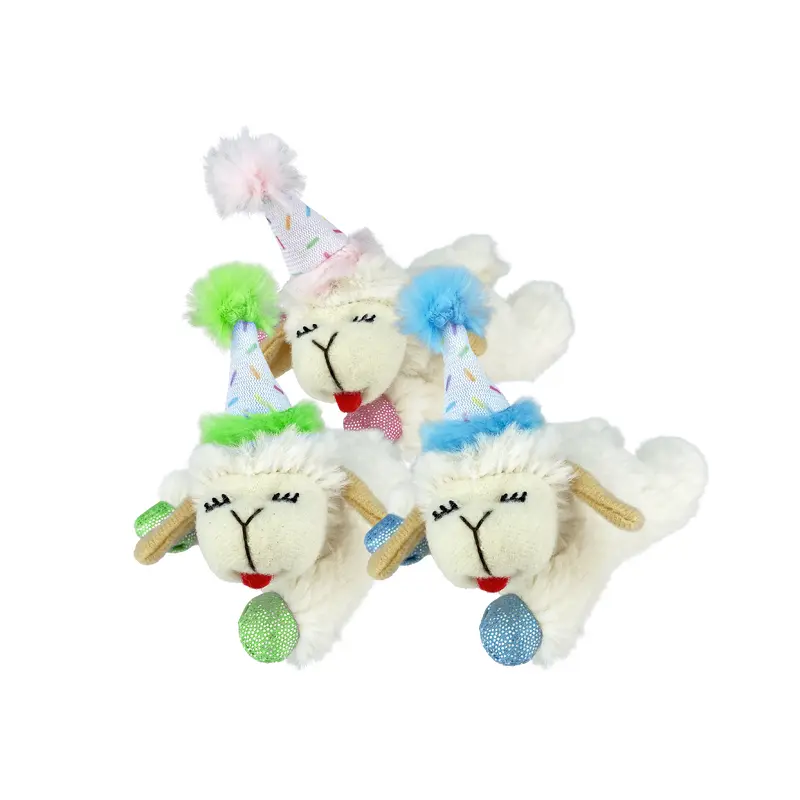Multipet Cat Toy Lamb Chop Birthday 4in Assorted
