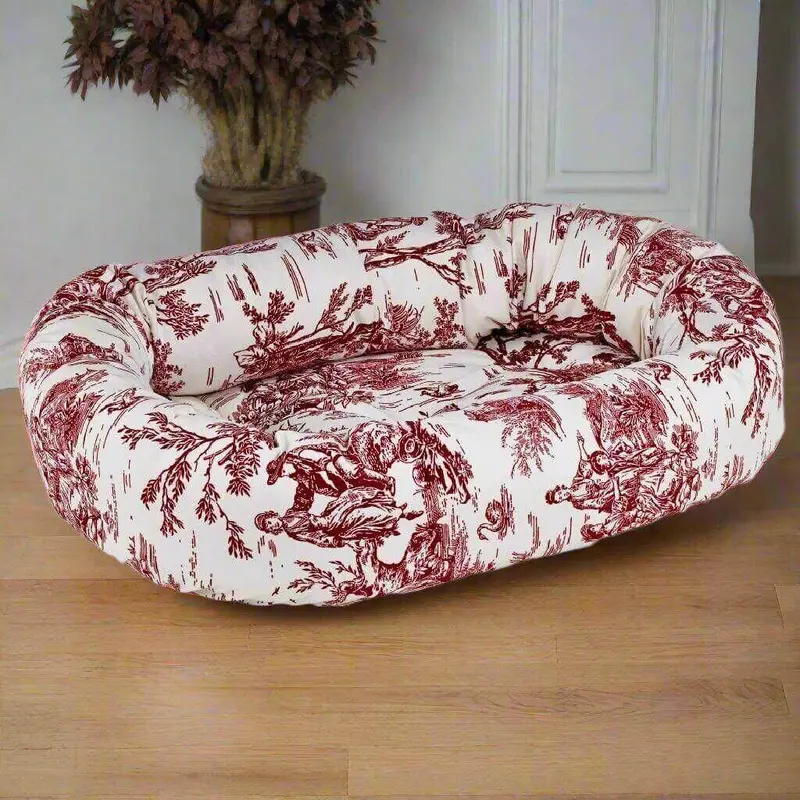Donut Bed Sale-Raspberry Toile