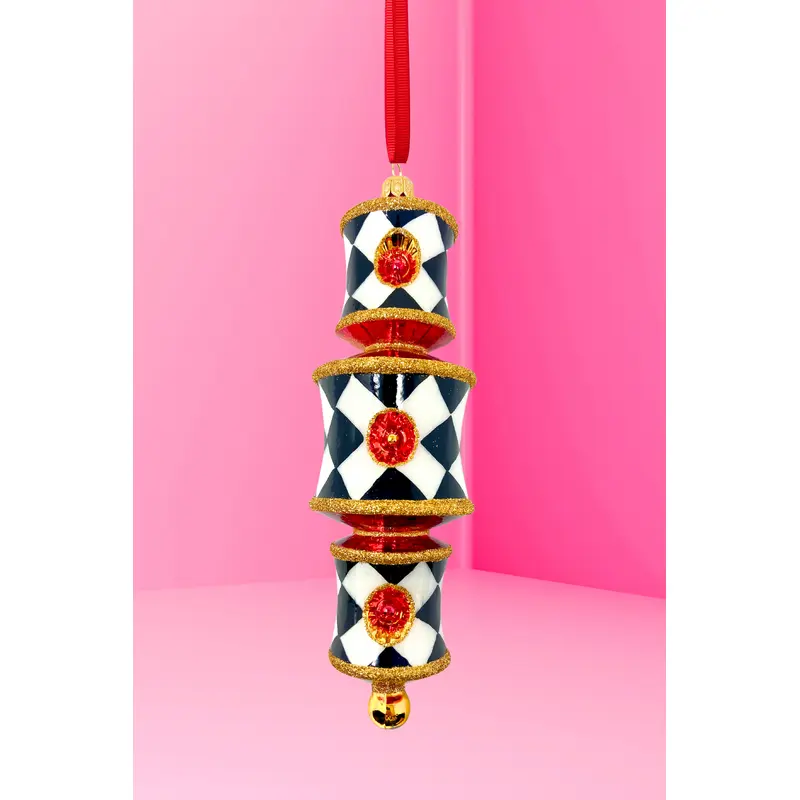 Pink Harlequin Dazzler Glass Ornament